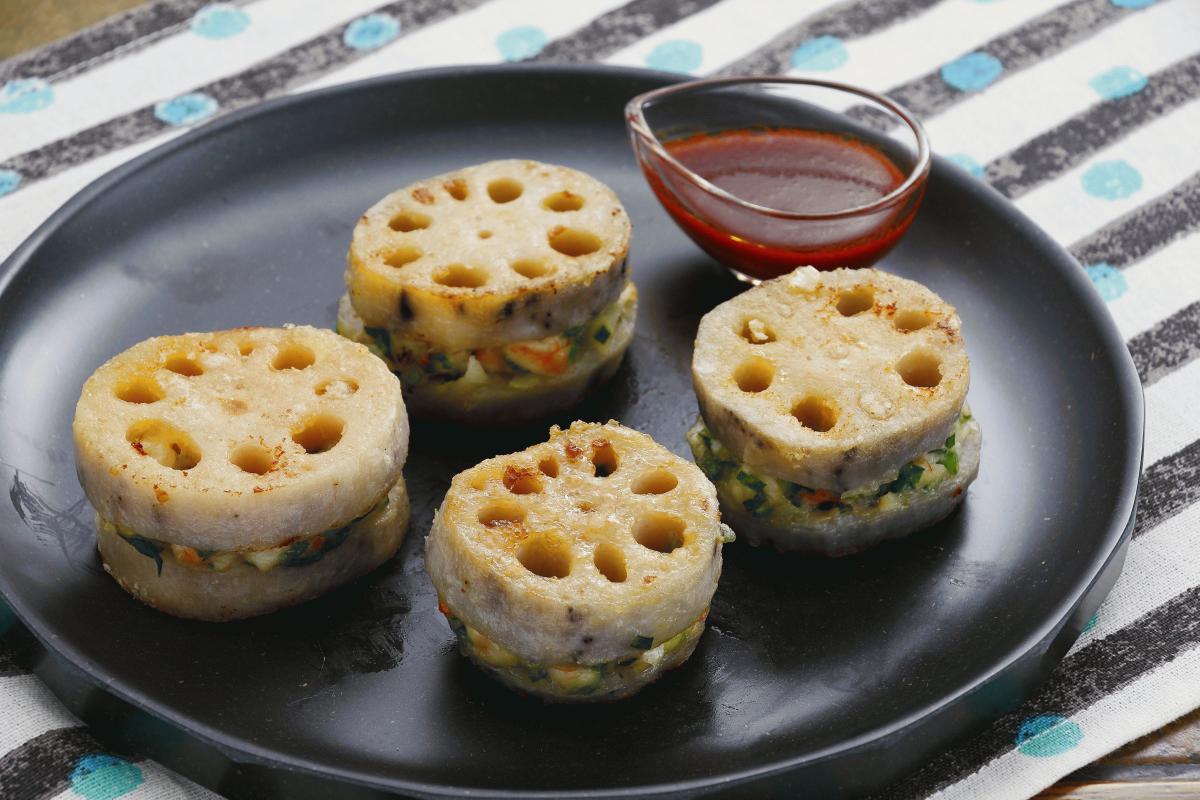 エビとニラのれんこんはさみ焼き】JAふれあい食材宅配 |熊本| 栄養士が