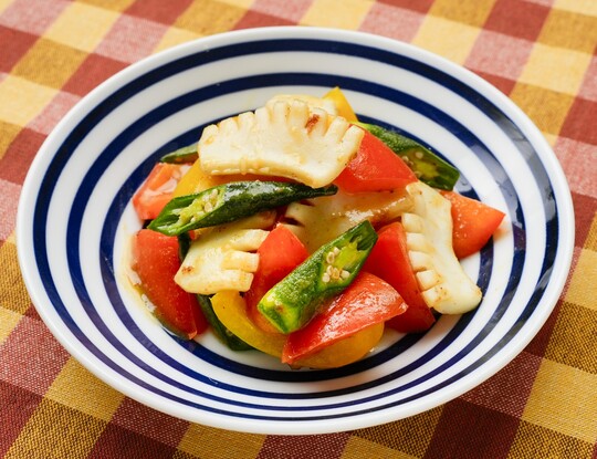 いかと夏野菜のカレー炒め