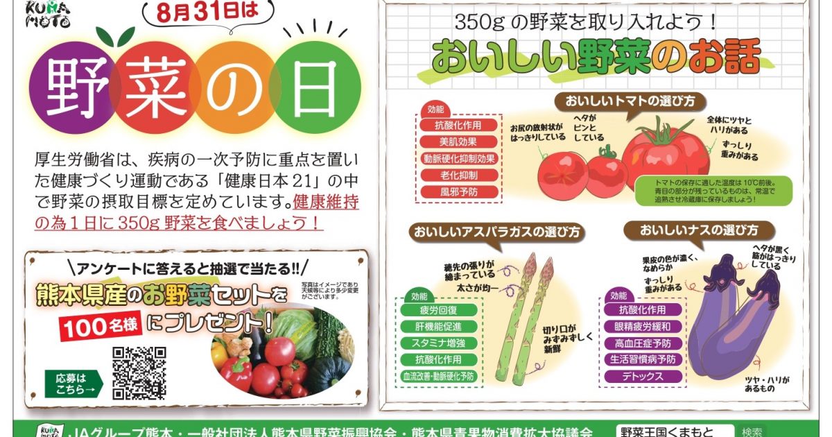 野菜の日(8月31日)プレゼントキャンペーン実施中【終了しました】 - JA